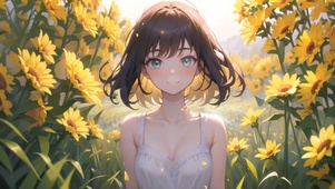 4K 光下的向日葵少女