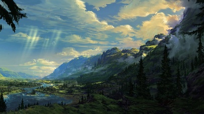 4k 山间小溪与晴天