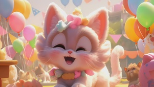 4K，3D唯美呆萌可爱萌宠猫咪