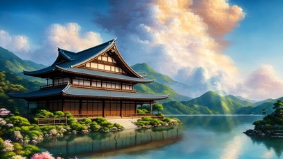 4K唯美治愈古风湖景木屋