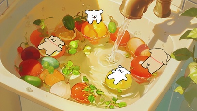 水池里的线条小狗