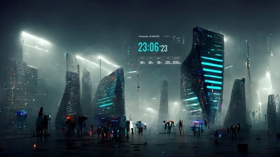 迷雾科幻城市夜景