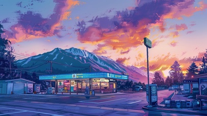 雪山下的晚风便利店