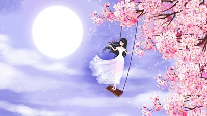 月光下的秋千女孩