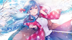 冬季飘雪少女