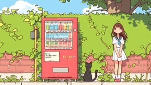 清新夏日 绿墙少女