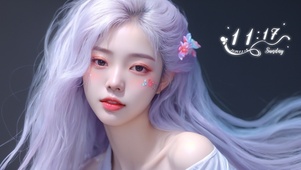 淡紫发贴纸美少女