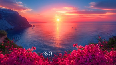 唯美夕阳花海
