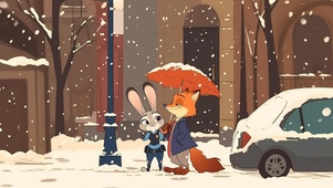 在雪地漫步的朱迪和尼克