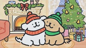 线条小狗的快乐圣诞节