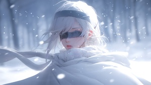 雪景朦胧美女	