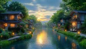 护眼晚霞河畔房屋