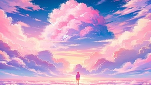 粉色云海