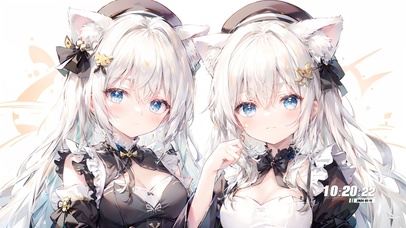 可爱猫耳白发少女