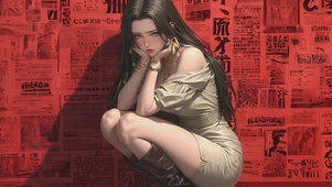 性感连衣裙制服美女插画长腿女神