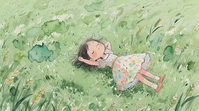 草地上的小女孩