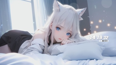 可爱猫耳白发女孩