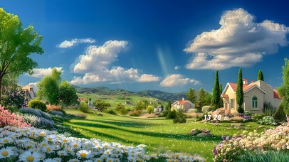 护眼清新户外田园