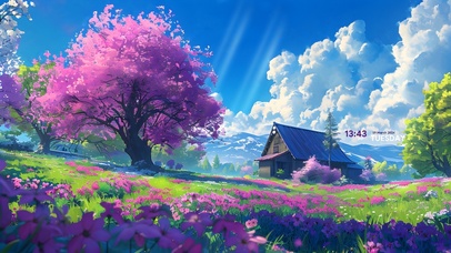 唯美 山谷樱花飘散