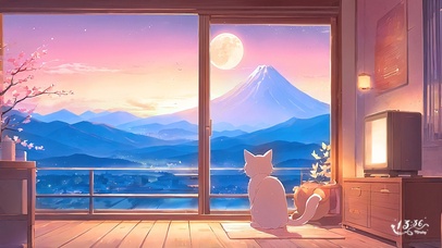 房间里看夜空的猫