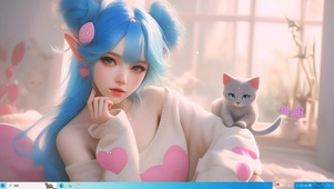 动漫蓝发猫女