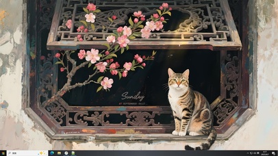 复古窗台 狸花猫