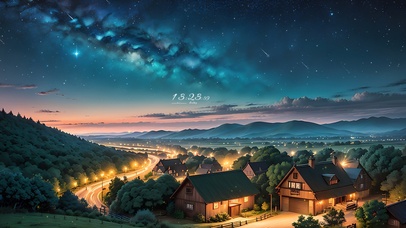 4K唯美治愈梦幻星空村庄木屋