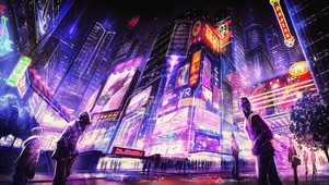 赛博朋克-夜晚的城市