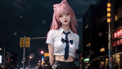 3D粉色头发清纯少女