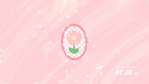 粉色格子油画小花