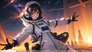 4k夕阳星空宇航员