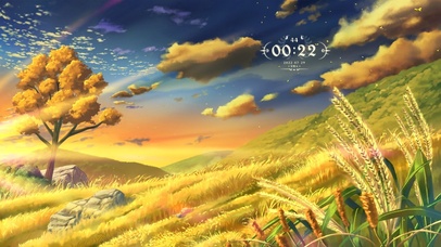 秋绪夕阳下的田野