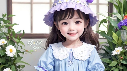 花房里的可爱小女孩