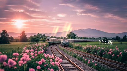 夕阳浪漫火车