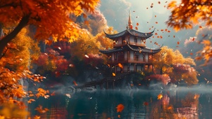 红枫下