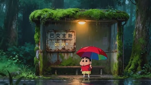 下雨车站小新