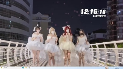 四个花嫁美女 白色婚纱美女跳舞