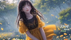 唯美森林花海少女