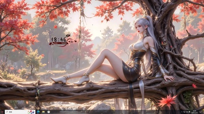 枫叶树下的少女