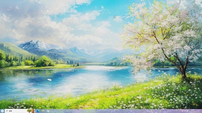 清新绿色AI护眼插画-桌面主题