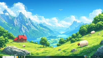 4K唯美春天山坡主题
