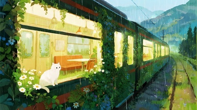 雨中的花海列车