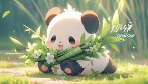 抱着竹子的大熊猫