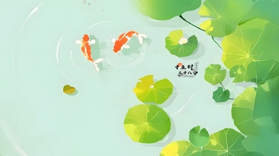 夏日锦鲤池中游