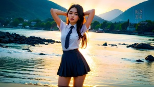 夕阳美女