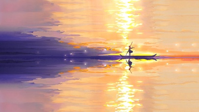 梦幻唯美治愈壁纸-黄昏海浪