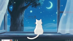 夜晚窗台猫咪