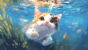 水下的猫咪