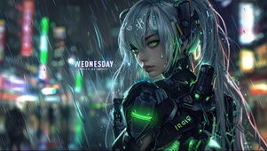 雨天赛博机甲萝莉美少女