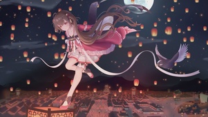 唯美孔明灯美少女